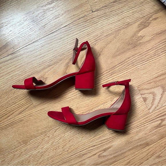 Merona Shoes - Merona Red Suede Ankle Strap Block Heel